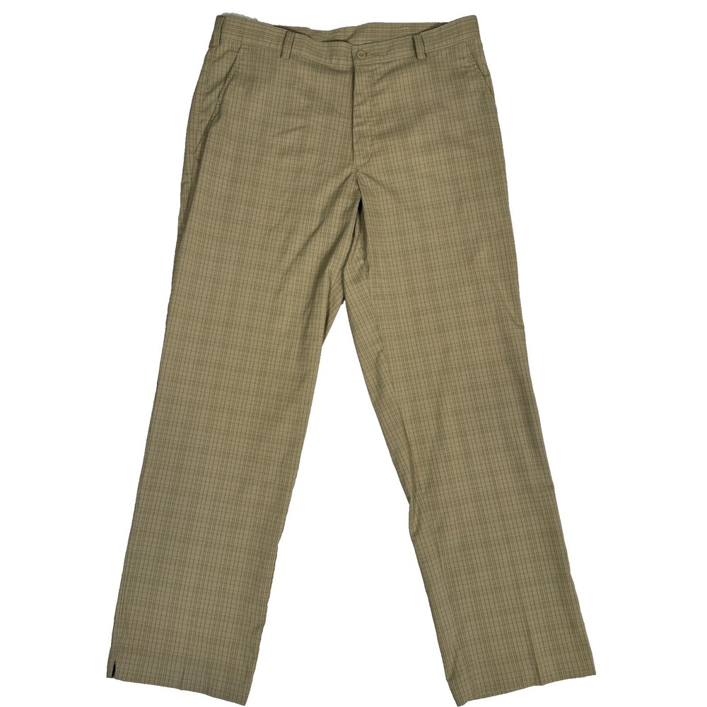 Nike Golf Pants Mens W35 L32 Beige Plaid Dri-Fit Performance Stretch Flat Front